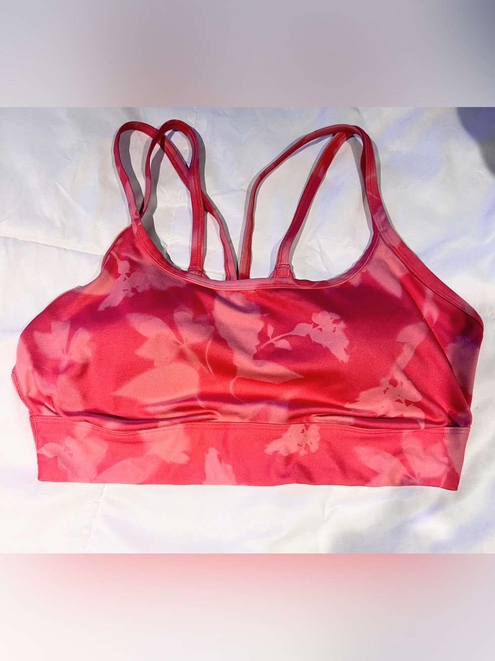 Women’s Floral-Print Strappy Sports Bra Size XL